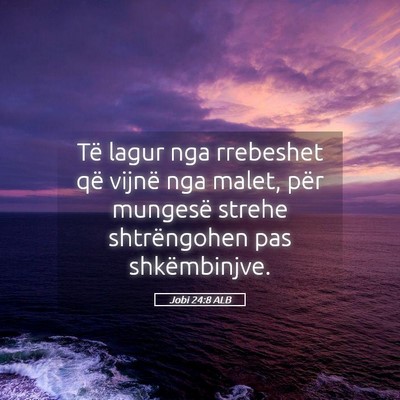 Picture 05 - Jobi 24:8 ALB - Të lagur nga rrebeshet që vijnë nga malet, - Bible Verse Picture