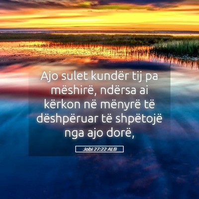 Picture 05 - Jobi 27:22 ALB - Ajo sulet kundër tij pa mëshirë, ndërsa ai - Bible Verse Picture