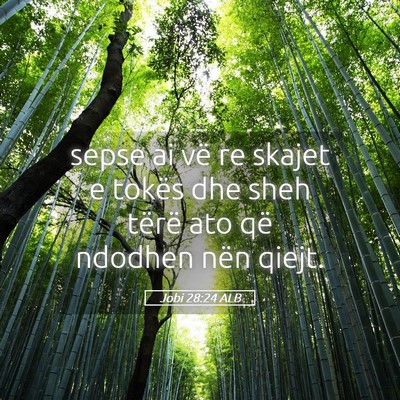 Picture 05 - Jobi 28:24 ALB - sepse ai vë re skajet e tokës dhe sheh tërë - Bible Verse Picture