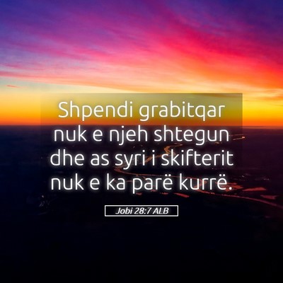 Picture 05 - Jobi 28:7 ALB - Shpendi grabitqar nuk e njeh shtegun dhe as syri - Bible Verse Picture