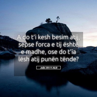 Picture 05 - Jobi 39:11 ALB - A do t’i kesh besim atij, sepse forca e tij - Bible Verse Picture