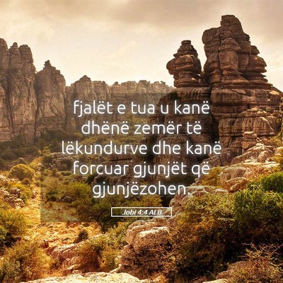 Picture 05 - Jobi 4:4 ALB - fjalët e tua u kanë dhënë zemër të - Bible Verse Picture