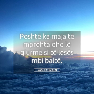 Picture 05 - Jobi 41:30 ALB - Poshtë ka maja të mprehta dhe lë gjurmë si - Bible Verse Picture