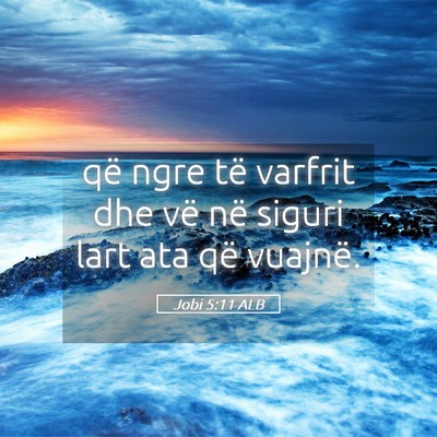 Picture 05 - Jobi 5:11 ALB - që ngre të varfrit dhe vë në siguri lart ata - Bible Verse Picture