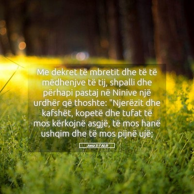 Picture 05 - Jona 3:7 ALB - Me dekret të mbretit dhe të të mëdhenjve të - Bible Verse Picture