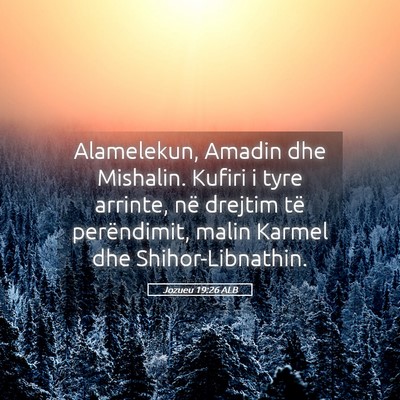 Picture 05 - Jozueu 19:26 ALB - Alamelekun, Amadin dhe Mishalin. Kufiri i tyre - Bible Verse Picture