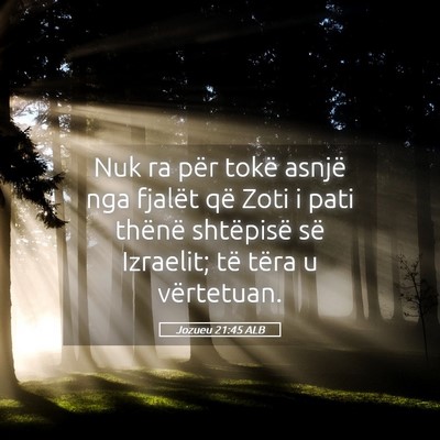 Picture 05 - Jozueu 21:45 ALB - Nuk ra për tokë asnjë nga fjalët që Zoti i - Bible Verse Picture