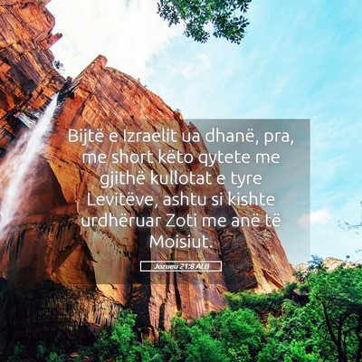 Picture 05 - Jozueu 21:8 ALB - Bijtë e Izraelit ua dhanë, pra, me short këto - Bible Verse Picture