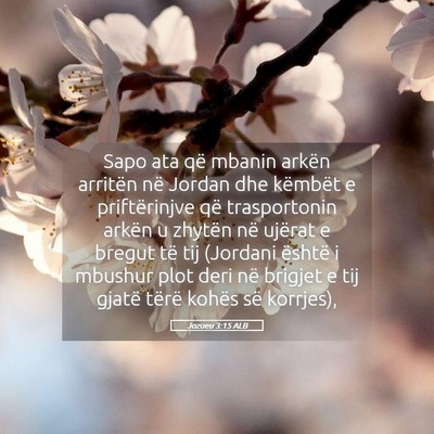 Picture 05 - Jozueu 3:15 ALB - Sapo ata që mbanin arkën arritën në Jordan - Bible Verse Picture