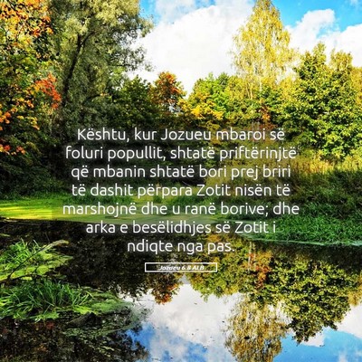 Picture 05 - Jozueu 6:8 ALB - Kështu, kur Jozueu mbaroi së foluri popullit, - Bible Verse Picture