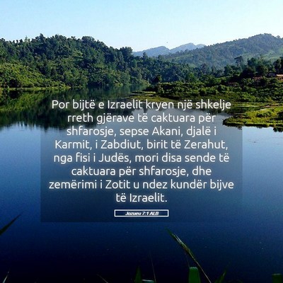 Picture 05 - Jozueu 7:1 ALB - Por bijtë e Izraelit kryen një shkelje rreth - Bible Verse Picture
