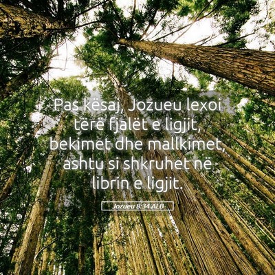 Picture 05 - Jozueu 8:34 ALB - Pas kësaj, Jozueu lexoi tërë fjalët e ligjit, - Bible Verse Picture