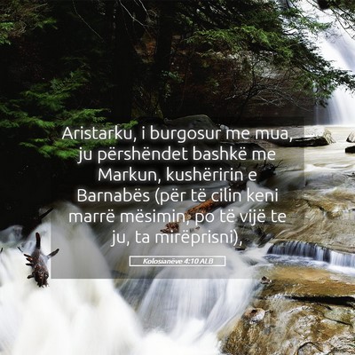 Picture 05 - Kolosianëve 4:10 ALB - Aristarku, i burgosur me mua, ju përshëndet - Bible Verse Picture