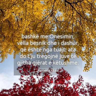 Picture 05 - Kolosianëve 4:9 ALB - bashkë me Onesimin, vëlla besnik dhe i dashur, - Bible Verse Picture