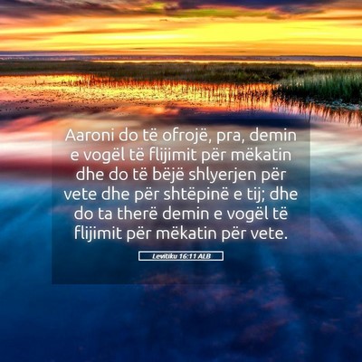 Picture 05 - Levitiku 16:11 ALB - Aaroni do të ofrojë, pra, demin e vogël të - Bible Verse Picture