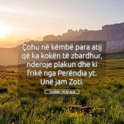 Picture 05 - Levitiku 19:32 ALB - Çohu në këmbë para atij që ka kokën të - Bible Verse Picture