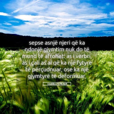 Picture 05 - Levitiku 21:18 ALB - sepse asnjë njeri që ka ndonjë gjymtim nuk do - Bible Verse Picture