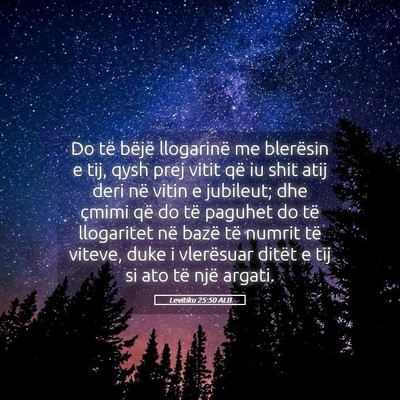 Picture 05 - Levitiku 25:50 ALB - Do të bëjë llogarinë me blerësin e tij, qysh - Bible Verse Picture