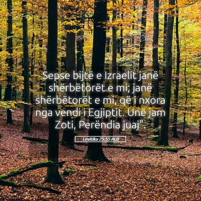 Picture 05 - Levitiku 25:55 ALB - Sepse bijtë e Izraelit janë shërbëtorët e - Bible Verse Picture