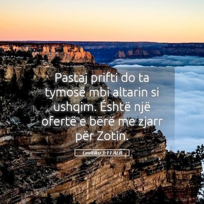 Picture 05 - Levitiku 3:11 ALB - Pastaj prifti do ta tymosë mbi altarin si - Bible Verse Picture