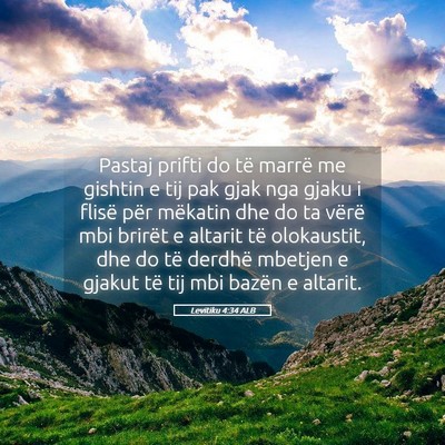 Picture 05 - Levitiku 4:34 ALB - Pastaj prifti do të marrë me gishtin e tij pak - Bible Verse Picture