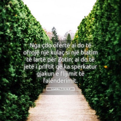 Picture 05 - Levitiku 7:14 ALB - Nga çdo ofertë ai do të ofrojë një kulaç si - Bible Verse Picture