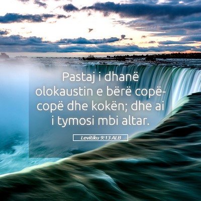 Picture 05 - Levitiku 9:13 ALB - Pastaj i dhanë olokaustin e bërë copë-copë - Bible Verse Picture
