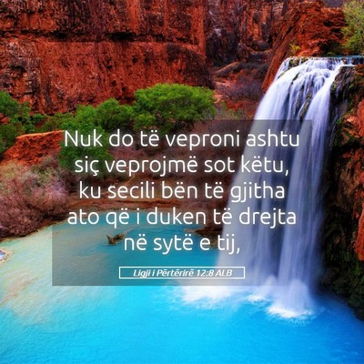 Picture 05 - Ligji i Përtërirë 12:8 ALB - Nuk do të veproni ashtu siç veprojmë sot - Bible Verse Picture