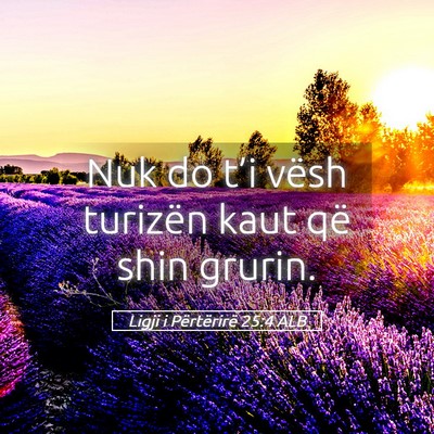 Picture 05 - Ligji i Përtërirë 25:4 ALB - Nuk do t’i vësh turizën kaut që shin - Bible Verse Picture