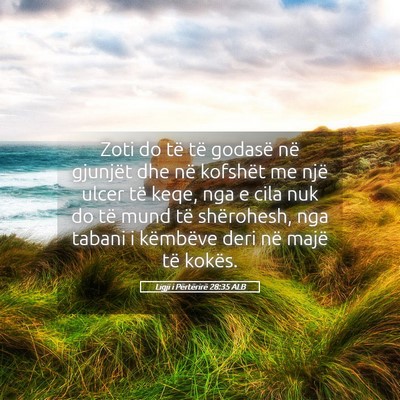 Picture 05 - Ligji i Përtërirë 28:35 ALB - Zoti do të të godasë në gjunjët dhe në - Bible Verse Picture