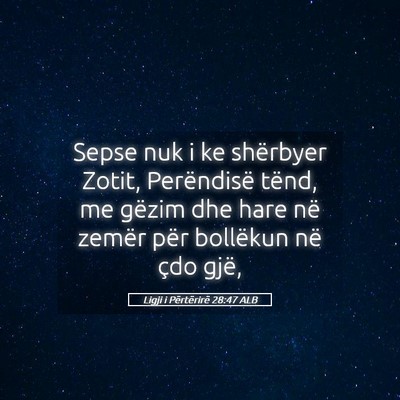 Picture 05 - Ligji i Përtërirë 28:47 ALB - Sepse nuk i ke shërbyer Zotit, Perëndisë - Bible Verse Picture