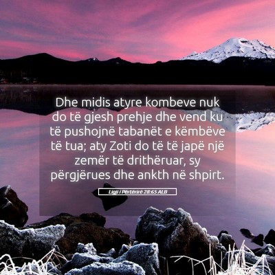 Picture 05 - Ligji i Përtërirë 28:65 ALB - Dhe midis atyre kombeve nuk do të gjesh prehje - Bible Verse Picture