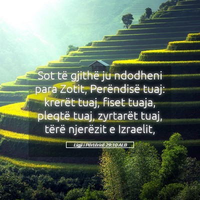 Picture 05 - Ligji i Përtërirë 29:10 ALB - Sot të gjithë ju ndodheni para Zotit, - Bible Verse Picture