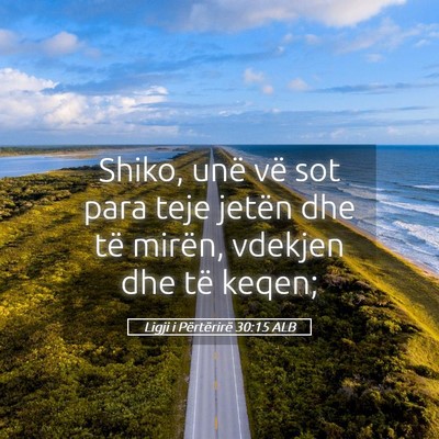Picture 05 - Ligji i Përtërirë 30:15 ALB - Shiko, unë vë sot para teje jetën dhe të - Bible Verse Picture