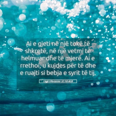 Picture 05 - Ligji i Përtërirë 32:10 ALB - Ai e gjeti në një tokë të shkretë, në një - Bible Verse Picture