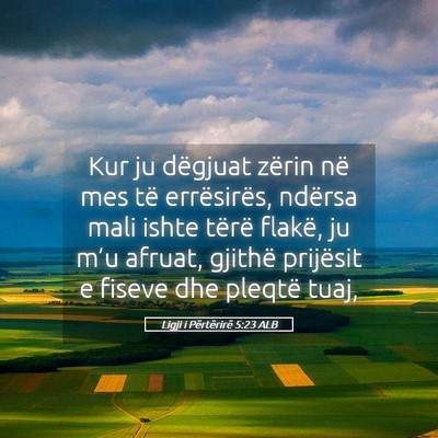 Picture 05 - Ligji i Përtërirë 5:23 ALB - Kur ju dëgjuat zërin në mes të errësirës, - Bible Verse Picture