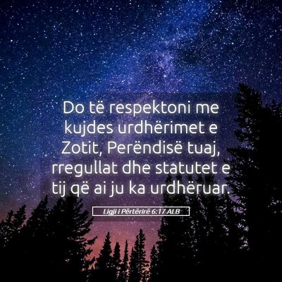 Picture 05 - Ligji i Përtërirë 6:17 ALB - Do të respektoni me kujdes urdhërimet e Zotit, - Bible Verse Picture