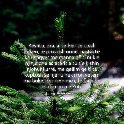 Picture 05 - Ligji i Përtërirë 8:3 ALB - Kështu, pra, ai të bëri të ulesh kokën, të - Bible Verse Picture