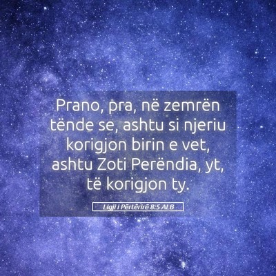 Picture 05 - Ligji i Përtërirë 8:5 ALB - Prano, pra, në zemrën tënde se, ashtu si - Bible Verse Picture