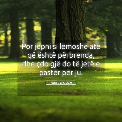 Picture 05 - Luka 11:41 ALB - Por jepni si lëmoshë atë që është - Bible Verse Picture