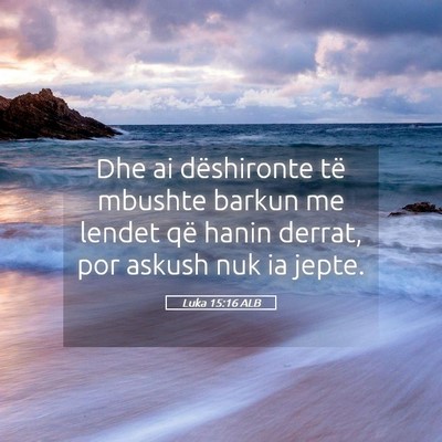 Picture 05 - Luka 15:16 ALB - Dhe ai dëshironte të mbushte barkun me lendet - Bible Verse Picture