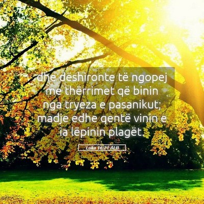 Picture 05 - Luka 16:21 ALB - dhe dëshironte të ngopej me thërrimet që - Bible Verse Picture