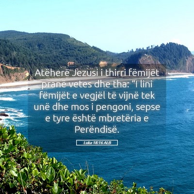 Picture 05 - Luka 18:16 ALB - Atëherë Jezusi i thirri fëmijët pranë vetes - Bible Verse Picture