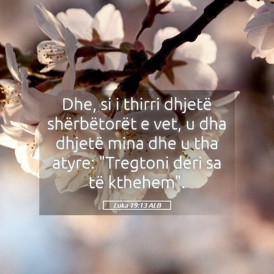 Picture 05 - Luka 19:13 ALB - Dhe, si i thirri dhjetë shërbëtorët e vet, u - Bible Verse Picture