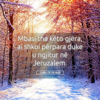 Picture 05 - Luka 19:28 ALB - Mbasi tha këto gjëra, ai shkoi përpara duke u - Bible Verse Picture