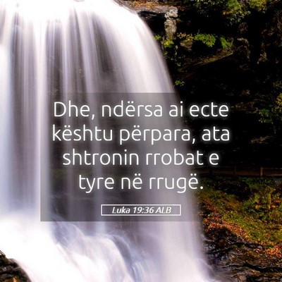 Picture 05 - Luka 19:36 ALB - Dhe, ndërsa ai ecte kështu përpara, ata - Bible Verse Picture