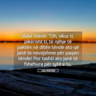 Picture 05 - Luka 19:42 ALB - duke thënë: “Oh, sikur ti, pikërisht ti, të - Bible Verse Picture