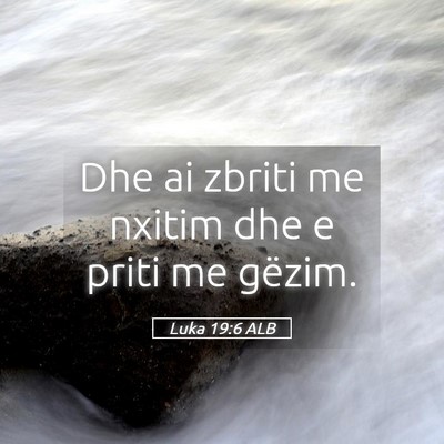 Picture 05 - Luka 19:6 ALB - Dhe ai zbriti me nxitim dhe e priti me - Bible Verse Picture