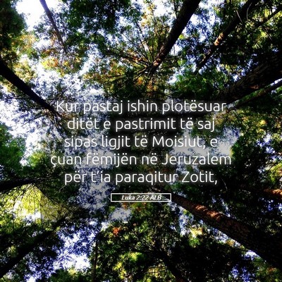 Picture 05 - Luka 2:22 ALB - Kur pastaj ishin plotësuar ditët e pastrimit - Bible Verse Picture