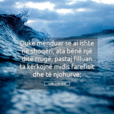 Picture 05 - Luka 2:44 ALB - Duke menduar se ai ishte në shoqëri, ata bënë - Bible Verse Picture